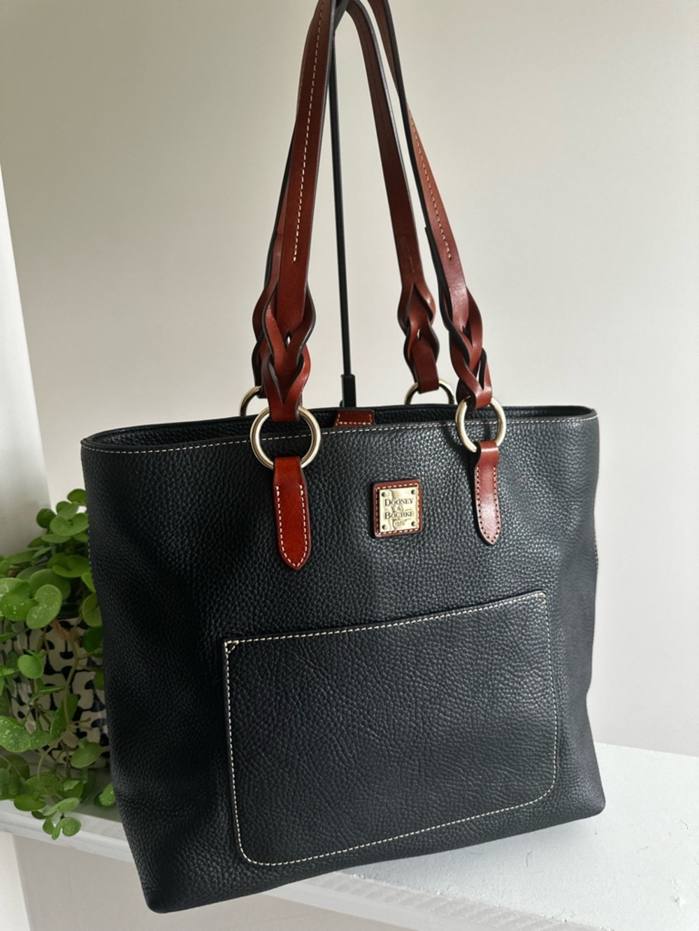 Dooney & Bourke Black Pebbled Leather Tammy Tote Tote